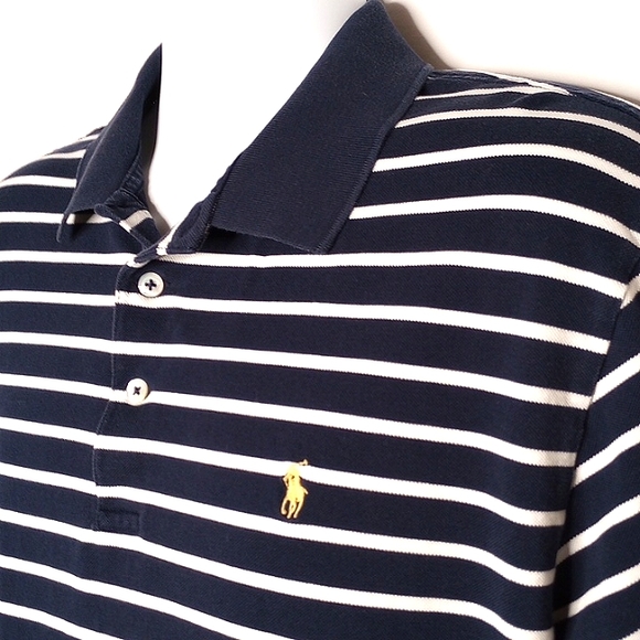 Polo by Ralph Lauren Men's Blue White Striped Short Sleeve Knit Polo XXL - Picture 3 of 9